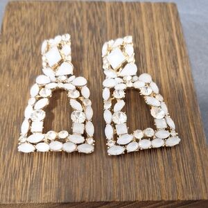 Elegant White and Gold Earrings